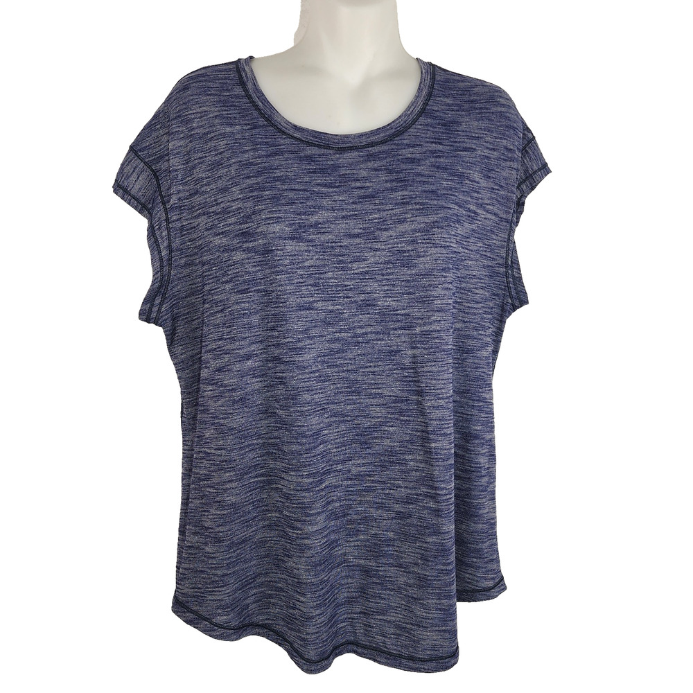 Lululemon Women's Lost in Pace Short Cap Sleeve Top Size 10 Navy Blue Activewear